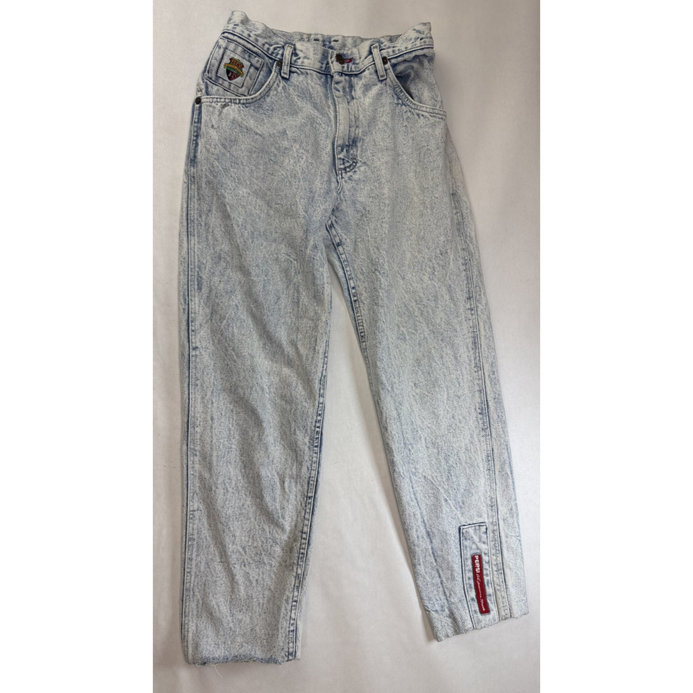 Vintage 80s Pepsi University Acid Wash Jeans USA Made Denim Straight Leg 27*28